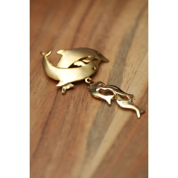 Vintage 1980's UltraCraft Dolphin Brooch - Picture 1 of 5